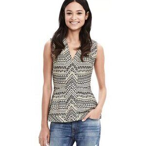 Banana Republic Jacquard Tweed Peplum Tank Sleeveless Top Cream Black Size 10